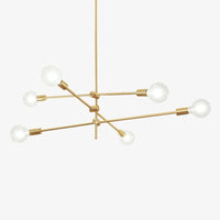 Lustre LED "Golden Tube" Loft | Marco Lucetti 6 lampes