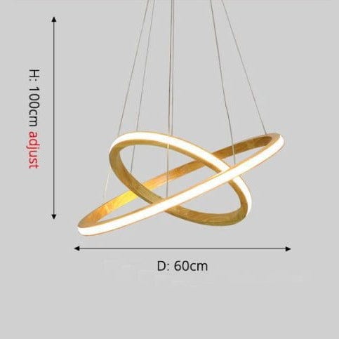 Lustre LED Ibarne en bois lumineux | Marco Lucetti 2 anneaux - 40x60 cm / Chaude