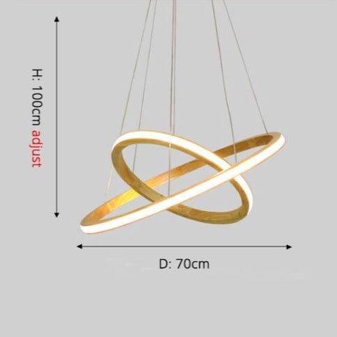 Lustre LED Ibarne en bois lumineux | Marco Lucetti 2 anneaux - 50x70 cm / Chaude