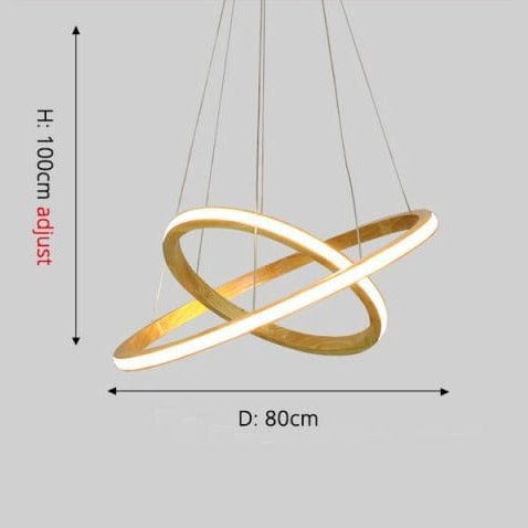 Lustre LED Ibarne en bois lumineux | Marco Lucetti 2 anneaux - 60x80 cm / Chaude