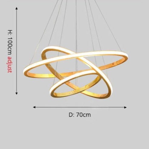 Lustre LED Ibarne en bois lumineux | Marco Lucetti 3 anneaux - 30x50x70 cm / Chaude