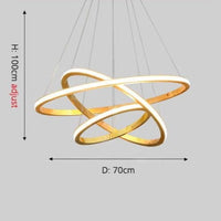 Lustre LED Ibarne en bois lumineux | Marco Lucetti 3 anneaux - 30x50x70 cm / Chaude