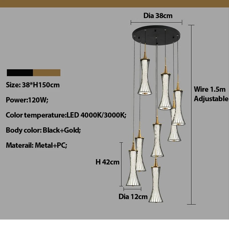 Lustre LED Escalier Fer Acrylique