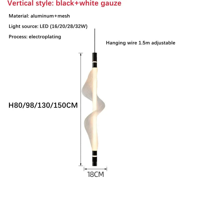Lustre LED italien créatif - bande luminaire | Marco Lucetti B Noir Blanc / L80CM / Lumière blanche 6000K