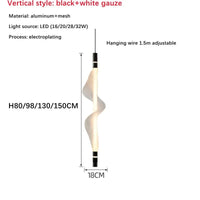 Lustre LED italien créatif - bande luminaire | Marco Lucetti B Noir Blanc / L80CM / Lumière blanche 6000K