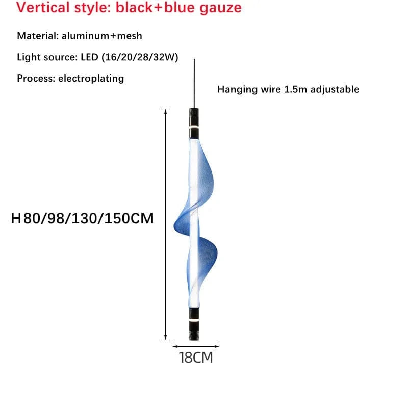 Lustre LED italien créatif - bande luminaire | Marco Lucetti B Noir Bleu / L80CM / Lumière blanche 6000K