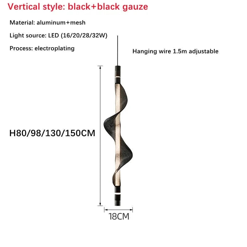 Lustre LED italien créatif - bande luminaire | Marco Lucetti B Noir Noir / L80CM / Lumière blanche 6000K