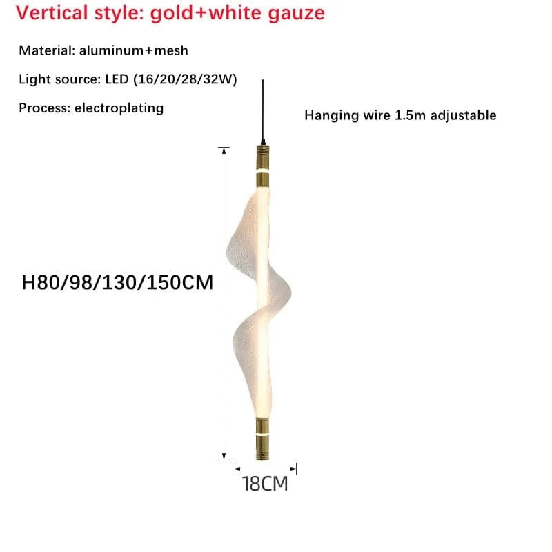 Lustre LED italien créatif - bande luminaire | Marco Lucetti B Or Blanc / L80CM / Lumière blanche 6000K