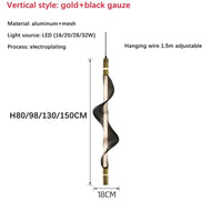 Lustre LED italien créatif - bande luminaire | Marco Lucetti B Or Noir / L80CM / Lumière blanche 6000K