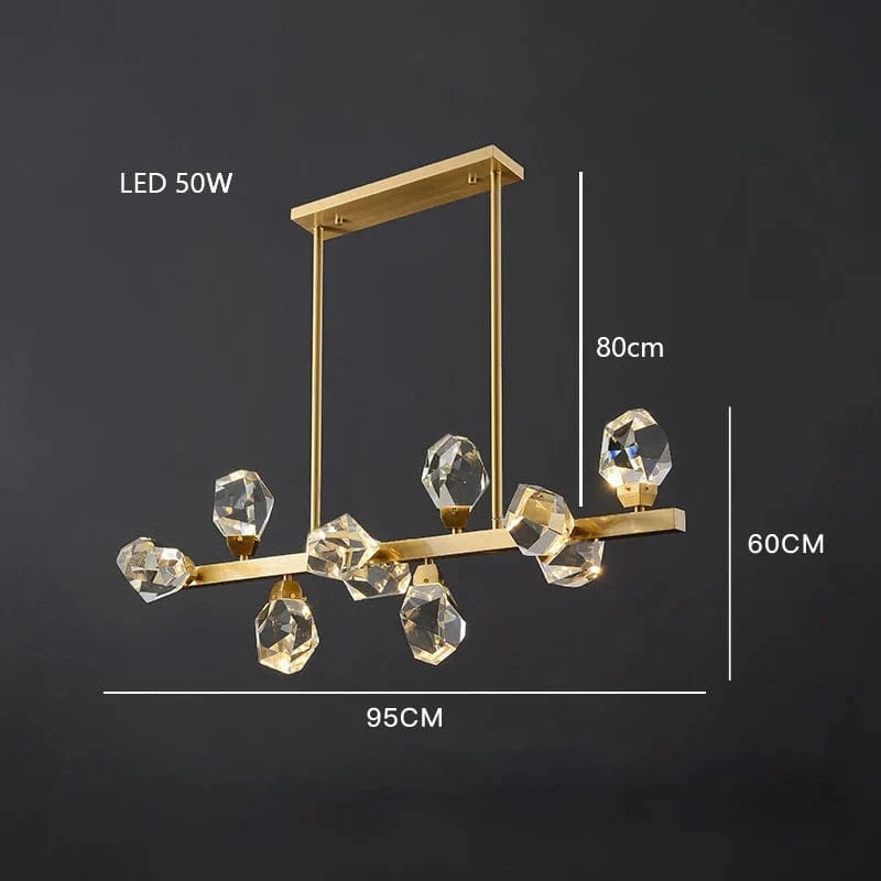 Lustre LED Laiton & Cristal Or | Marco Lucetti Cristal B10 / Noir / Lumière chaude