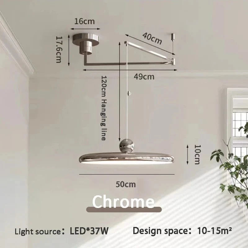 Lustre LED Longue Portée pour Décoration Maison | Marco Lucetti Chromé 40CM / 220-240V / 3 températures de couleur