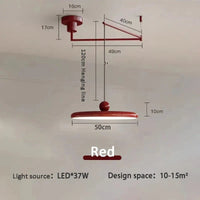 Lustre LED Longue Portée pour Décoration Maison | Marco Lucetti Rouge 40CM / 220-240V / 3 températures de couleur