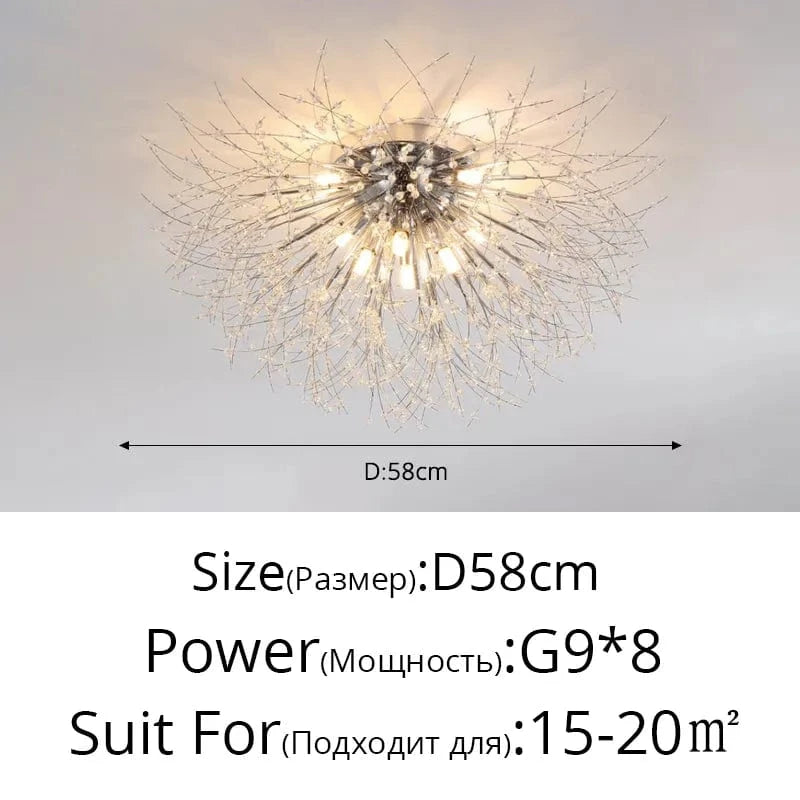 Lustre LED Luciole - Design Moderne pour Décoration Intérieure | Marco Lucetti Argent A 8 têtes / Blanc froid, pas de télécommande