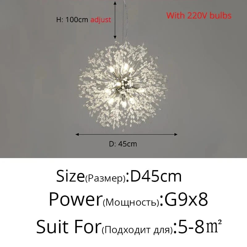 Lustre LED Luciole - Design Moderne pour Décoration Intérieure | Marco Lucetti Argent B 8 têtes / Blanc froid, pas de télécommande