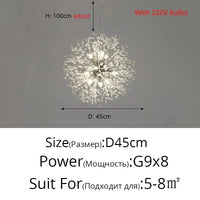 Lustre LED Luciole - Design Moderne pour Décoration Intérieure | Marco Lucetti Argent B 8 têtes / Blanc froid, pas de télécommande