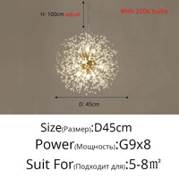 Lustre LED Luciole - Design Moderne pour Décoration Intérieure | Marco Lucetti Or B 8 têtes / Blanc froid, pas de télécommande