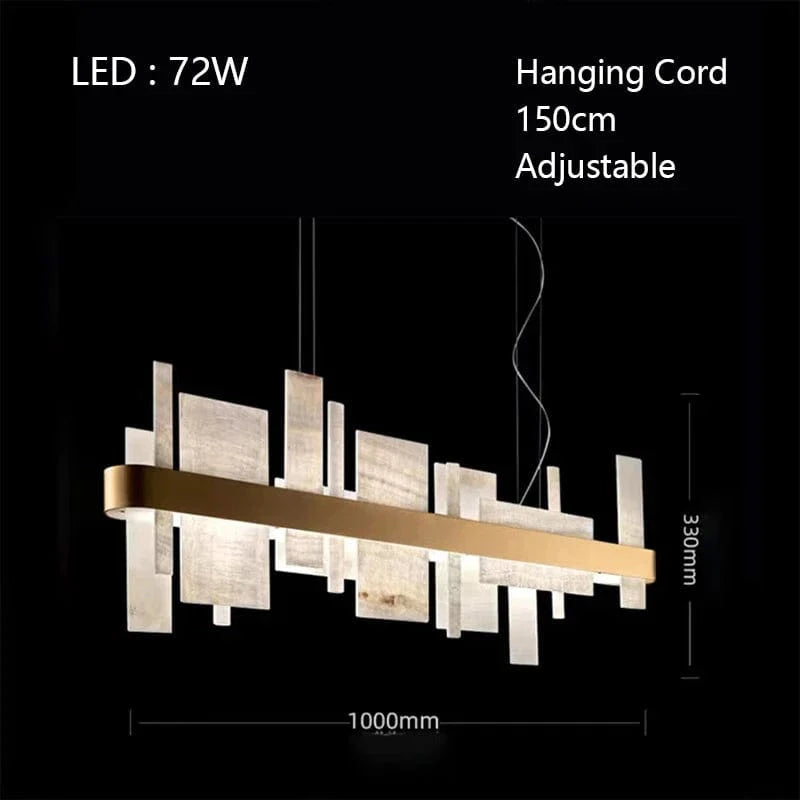 Lustre LED Luxe en Marbre Design | Marco Lucetti L100cm / Cuivre / Lumière chaude
