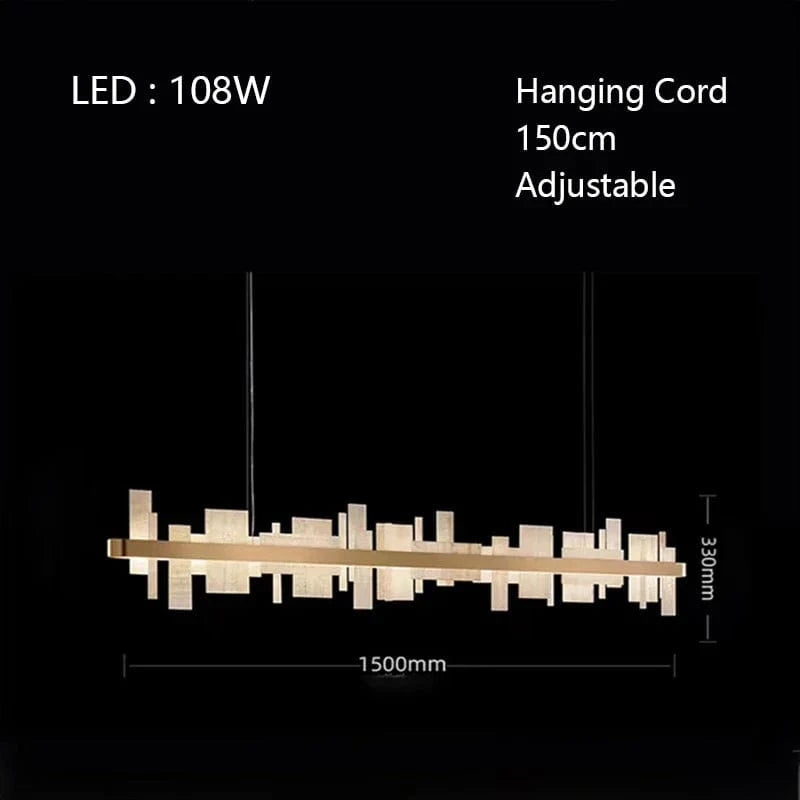 Lustre LED Luxe en Marbre Design | Marco Lucetti L150cm / Cuivre / Lumière chaude