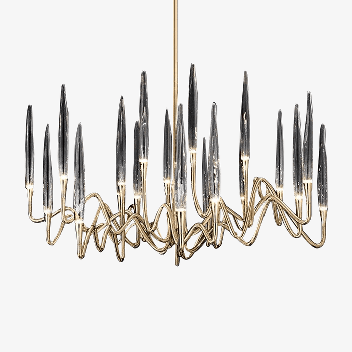 Lustre LED Luxe en Verre et Tiges Dorées | Marco Lucetti