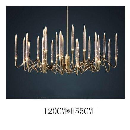 Lustre LED Luxe en Verre et Tiges Dorées | Marco Lucetti 120 x 55cm / Froide