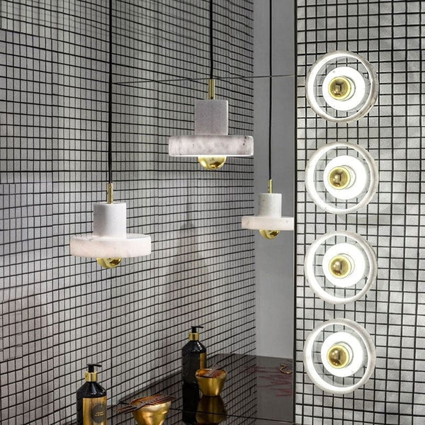 Lustre LED Luxia en marbre blanc | Marco Lucetti