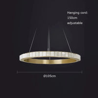 Lustre LED "Luxury Marble" en acier inoxydable noir et or | Marco Lucetti 105 cm / Cadre noir / Intensité variable