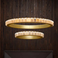 Lustre LED "Luxury Marble" en acier inoxydable noir et or | Marco Lucetti