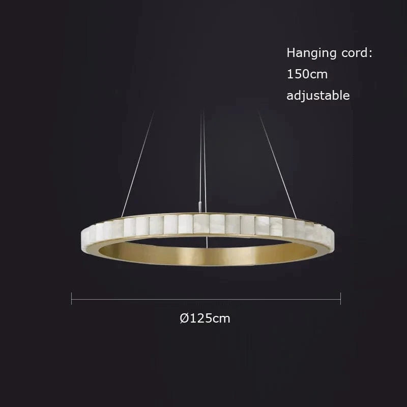 Lustre LED "Luxury Marble" en acier inoxydable noir et or | Marco Lucetti 125 cm / Cadre noir / Intensité variable