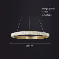 Lustre LED "Luxury Marble" en acier inoxydable noir et or | Marco Lucetti 155 cm / Cadre noir / Intensité variable