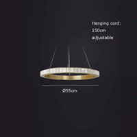 Lustre LED "Luxury Marble" en acier inoxydable noir et or | Marco Lucetti 55 cm / Cadre noir / Intensité variable