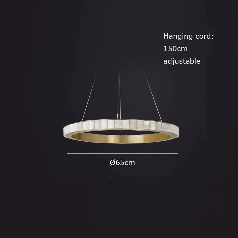 Lustre LED "Luxury Marble" en acier inoxydable noir et or | Marco Lucetti 65 cm / Cadre doré / Lumière blanche