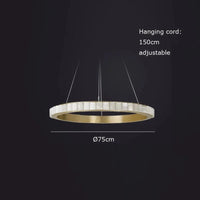 Lustre LED "Luxury Marble" en acier inoxydable noir et or | Marco Lucetti 75 cm / Cadre noir / Intensité variable