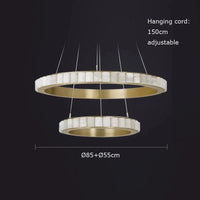 Lustre LED "Luxury Marble" en acier inoxydable noir et or | Marco Lucetti 85 55cm / Cadre noir / Intensité variable