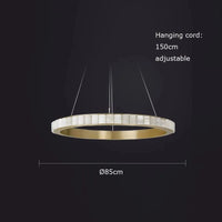 Lustre LED "Luxury Marble" en acier inoxydable noir et or | Marco Lucetti 85 cm / Cadre noir / Intensité variable