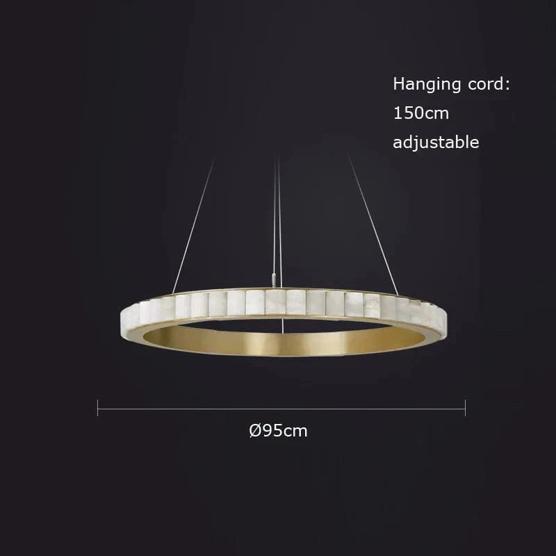 Lustre LED "Luxury Marble" en acier inoxydable noir et or | Marco Lucetti 95 cm / Cadre noir / Intensité variable