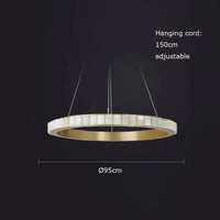 Lustre LED "Luxury Marble" en acier inoxydable noir et or | Marco Lucetti 95 cm / Cadre noir / Intensité variable