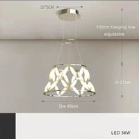 Lustre LED minimaliste avec abat-jour fantaisie pour Noël 2024 | Marco Lucetti Diamètre 40 cm / Chrome / Lumière blanche