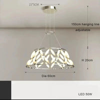 Lustre LED minimaliste avec abat-jour fantaisie pour Noël 2024 | Marco Lucetti Diamètre 60 cm / Chrome / Lumière blanche