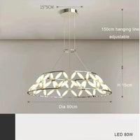 Lustre LED minimaliste avec abat-jour fantaisie pour Noël 2024 | Marco Lucetti Diamètre 80 cm / Chrome / Lumière blanche