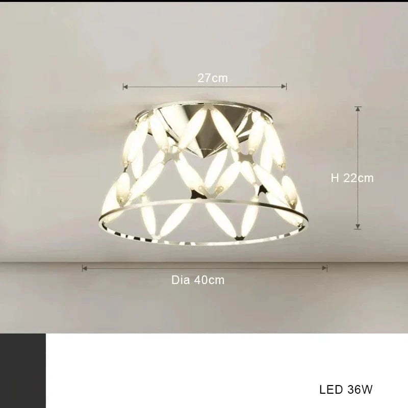 Lustre LED minimaliste avec abat-jour fantaisie pour Noël 2024 | Marco Lucetti Plafond 40cm / Chrome / Lumière blanche