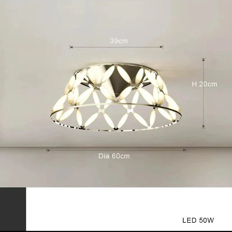 Lustre LED minimaliste avec abat-jour fantaisie pour Noël 2024 | Marco Lucetti Plafond 60cm / Chrome / Lumière blanche