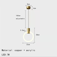 Lustre LED Minimaliste en Acrylique et Cuivre Gradation 3 Températures - LUXE | Marco Lucetti A-Or / 3 modifiables
