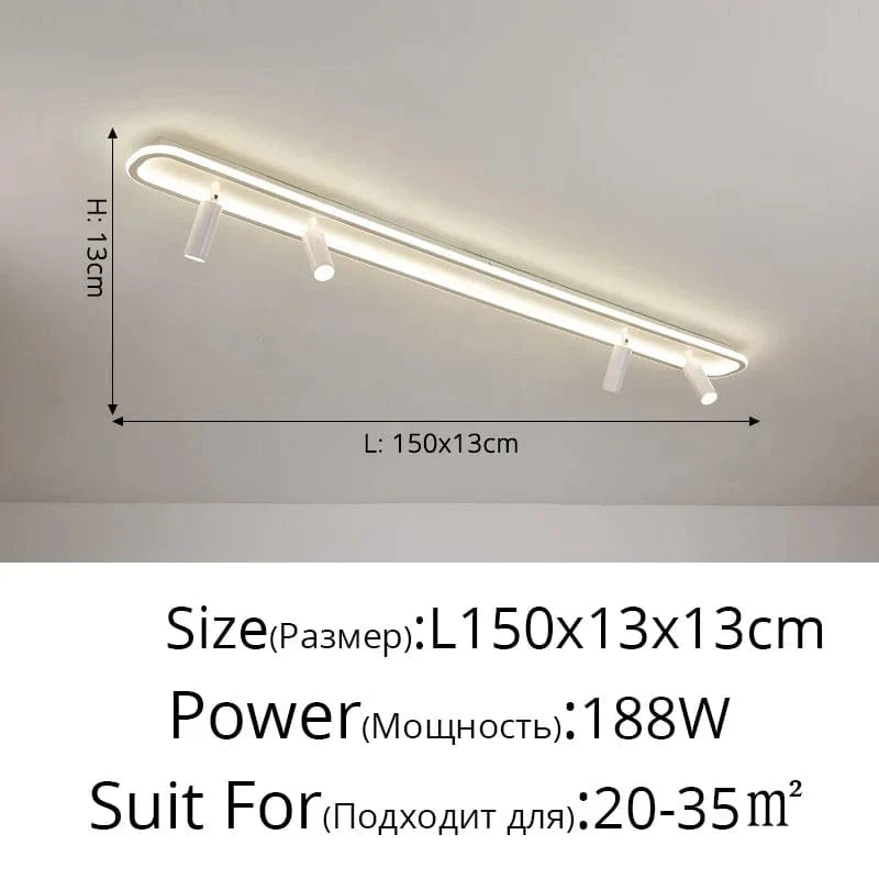 Lustre LED Minimaliste en Bande Acrylique avec Projecteur Moderne - Design Épuré | Marco Lucetti Blanc B 150cm 188W / Luminosité variable