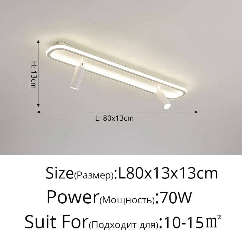 Lustre LED Minimaliste en Bande Acrylique avec Projecteur Moderne - Design Épuré | Marco Lucetti Blanc B 80cm 70W / Blanc chaud pas de télécommande
