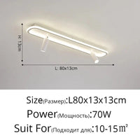 Lustre LED Minimaliste en Bande Acrylique avec Projecteur Moderne - Design Épuré | Marco Lucetti Blanc B 80cm 70W / Blanc chaud pas de télécommande