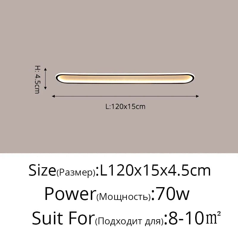 Lustre LED Minimaliste en Bande Acrylique avec Projecteur Moderne - Design Épuré | Marco Lucetti Noir A 120cm 70W / Blanc chaud pas de télécommande