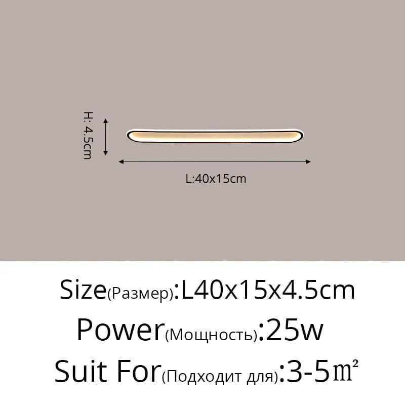 Lustre LED Minimaliste en Bande Acrylique avec Projecteur Moderne - Design Épuré | Marco Lucetti Noir A 40cm 25W / Blanc chaud pas de télécommande