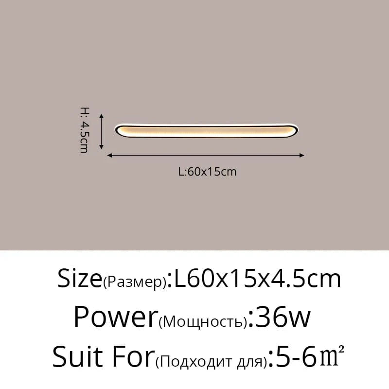 Lustre LED Minimaliste en Bande Acrylique avec Projecteur Moderne - Design Épuré | Marco Lucetti Noir A 60cm 36W / Blanc froid pas de télécommande