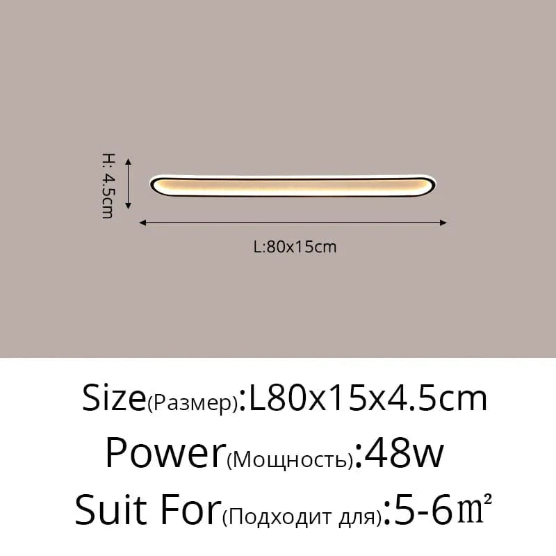 Lustre LED Minimaliste en Bande Acrylique avec Projecteur Moderne - Design Épuré | Marco Lucetti Noir A 80cm 48W / Blanc chaud pas de télécommande