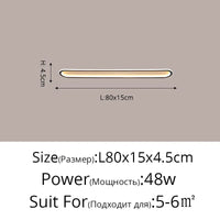 Lustre LED Minimaliste en Bande Acrylique avec Projecteur Moderne - Design Épuré | Marco Lucetti Noir A 80cm 48W / Blanc chaud pas de télécommande